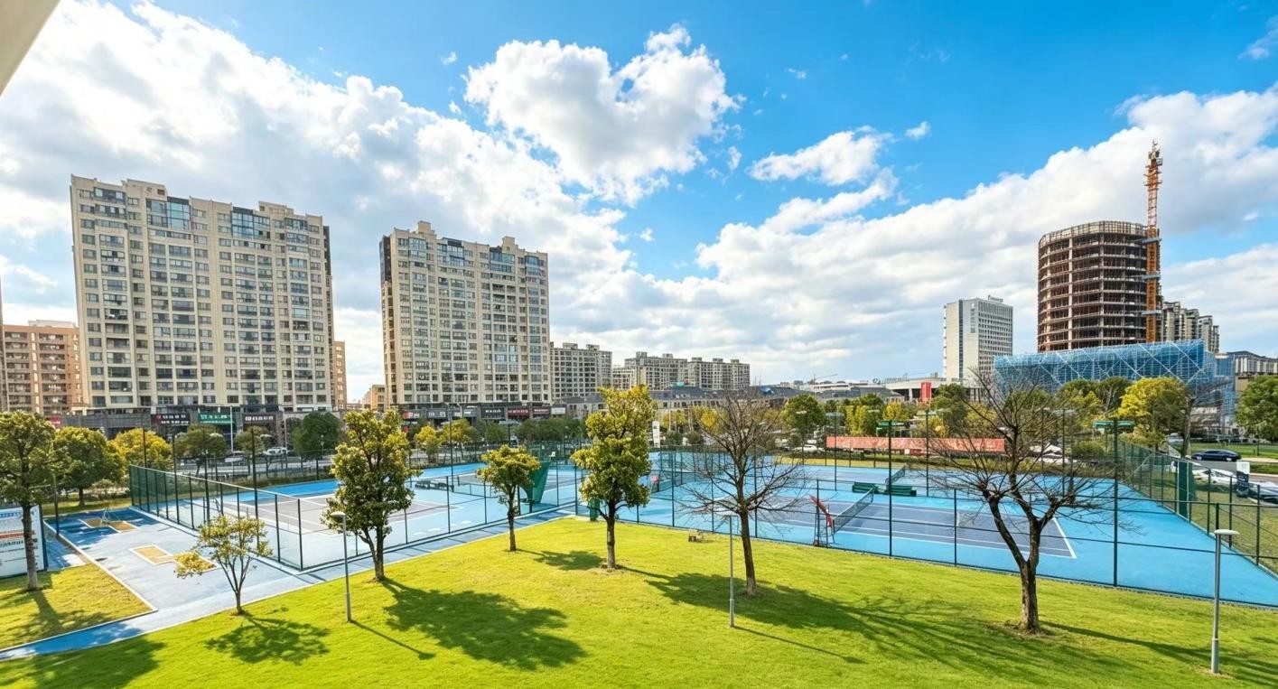 Multi-court outdoor tennis facility built by CourtNova's founder